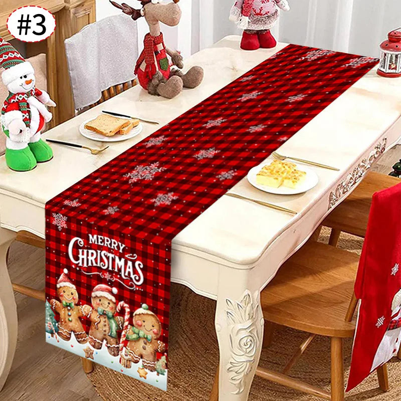 Christmas Table Runner Christmas Decorations Cute Cartoon Santa Claus Gingerbread Man Table Cover Xmas Table Accessories navidad