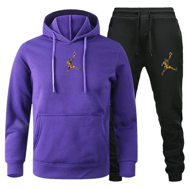 2025 Autumn/Winter Men's Fashionable long-sleeved sweatshirt + casual pants 2-piece set