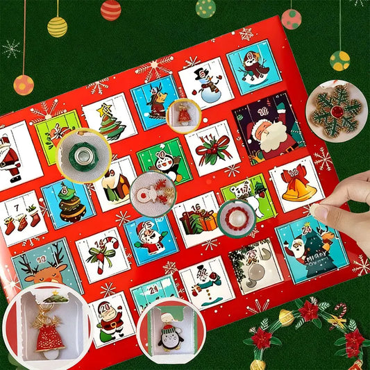 New Christmas Theme Gift Countdown Calendar Jewelry 24 Box Earring Necklace Bracelet DIY Creative Gift Box Fashionable Accessory