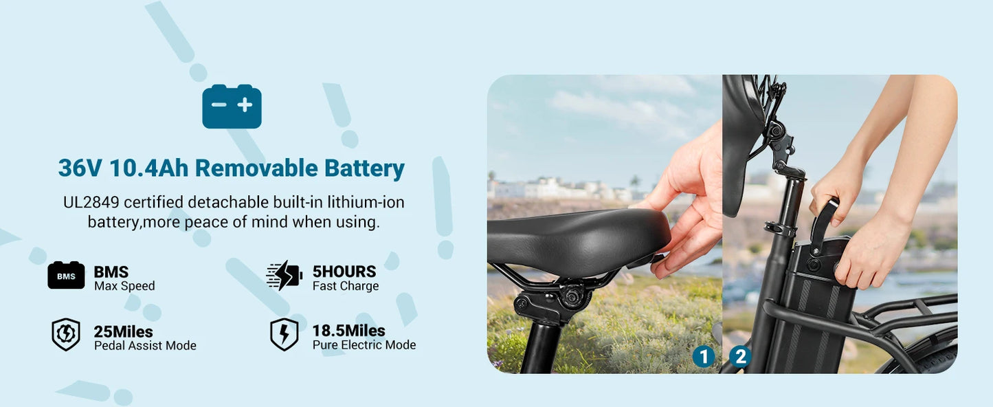 Electric E bike Foldable 540W Peak Motor 36V Removable Lithium Battery Electric Bicycle 20 Inch Tires Urban Commuter E-bike