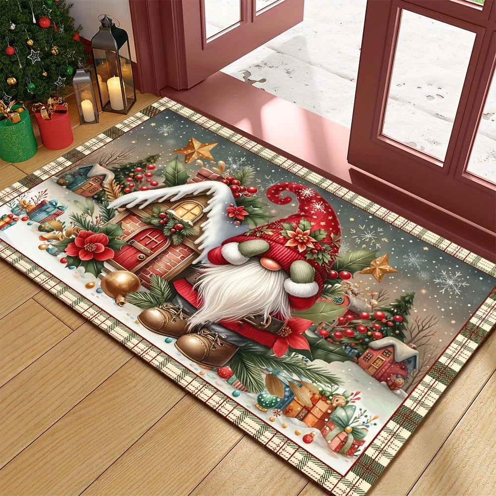 VIKAMA Cartoon Santa Claus Carpet Christmas Carpet Doormat Outdoor Carpet Welcome Mat Living Room Carpet Rug For Bedroom Home De