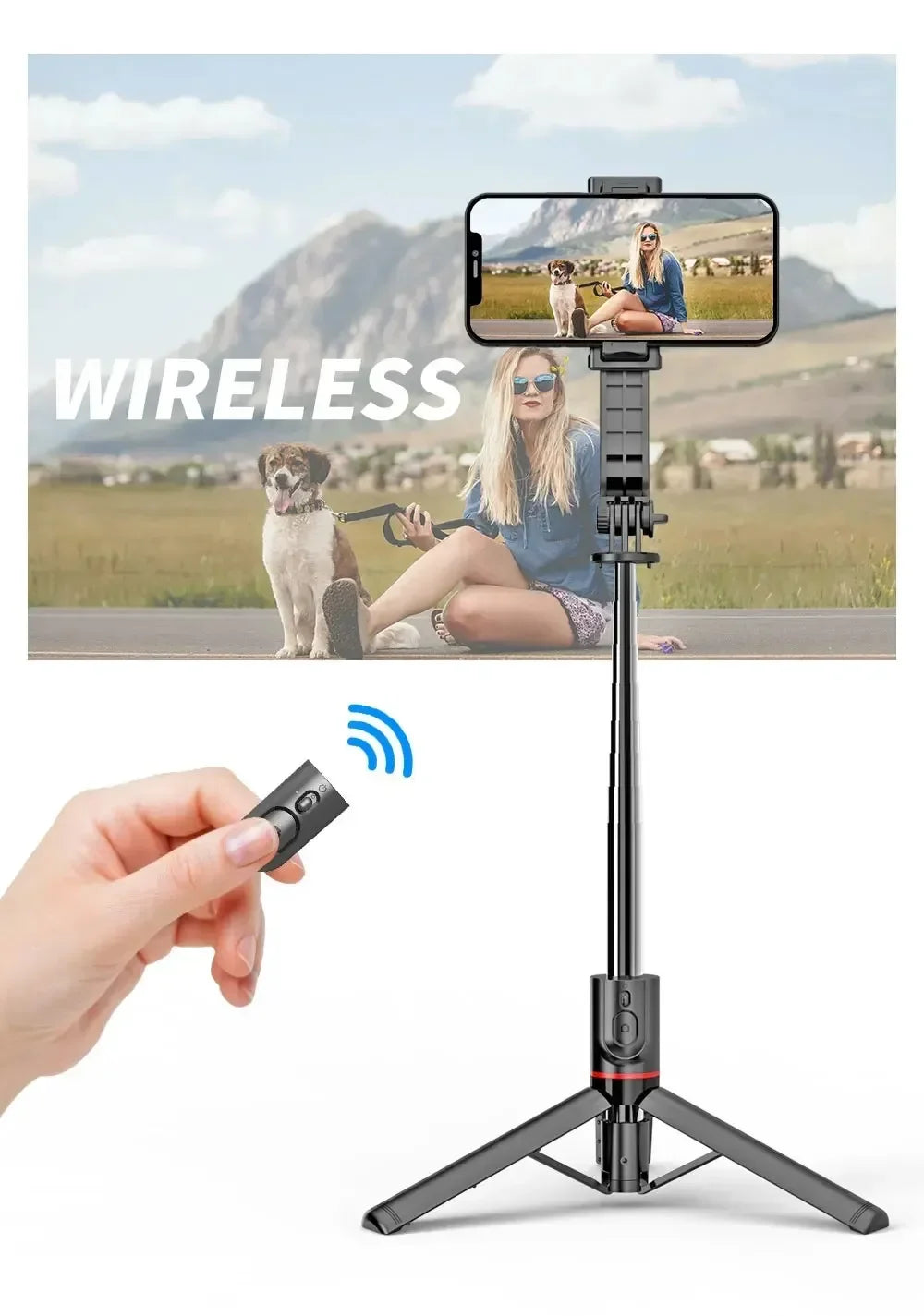 Wireless Selfie Stick for Smartphone, 44 Inch Tripod with Bluetooth Remote,