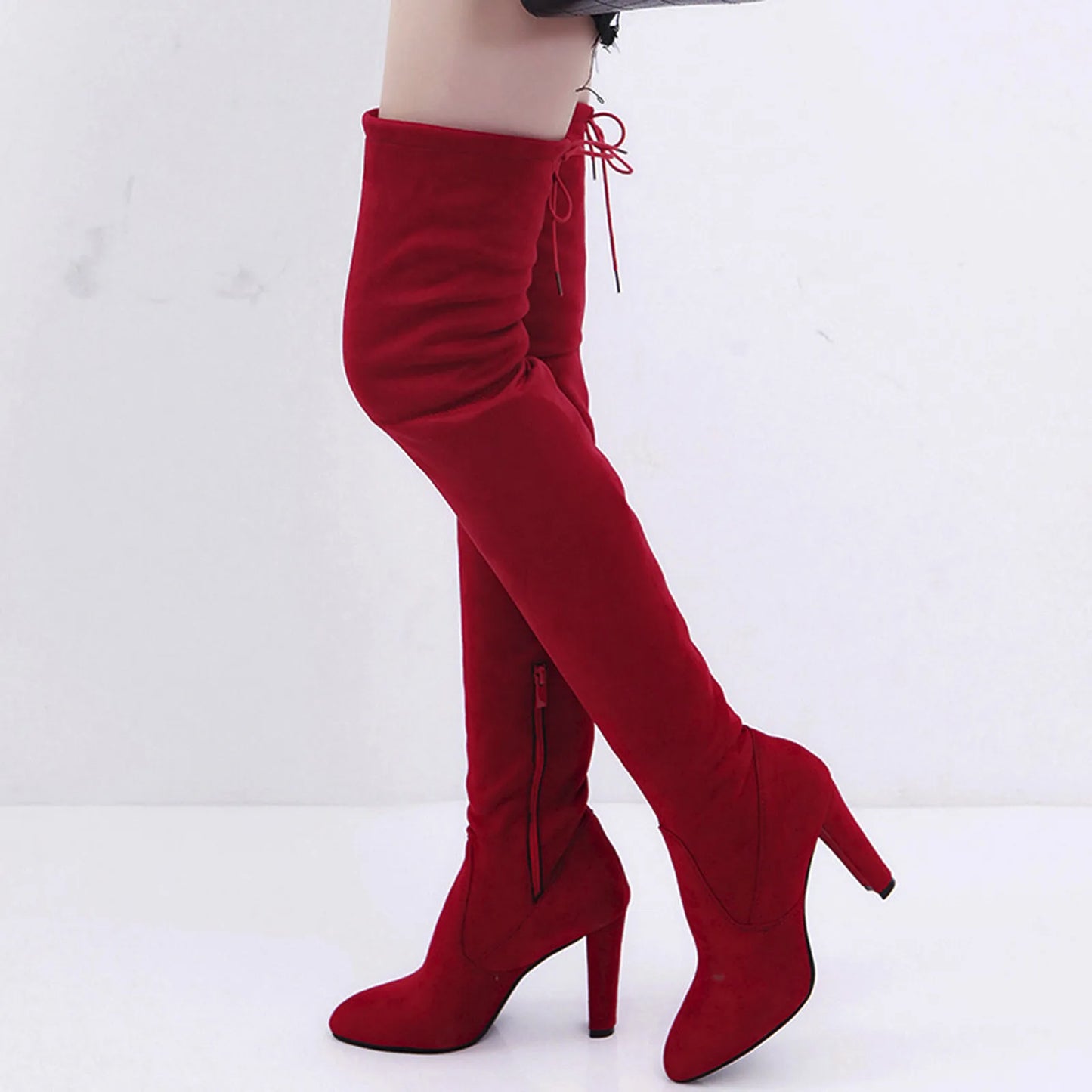 Women Stretch Faux Stretch Thigh High Boots