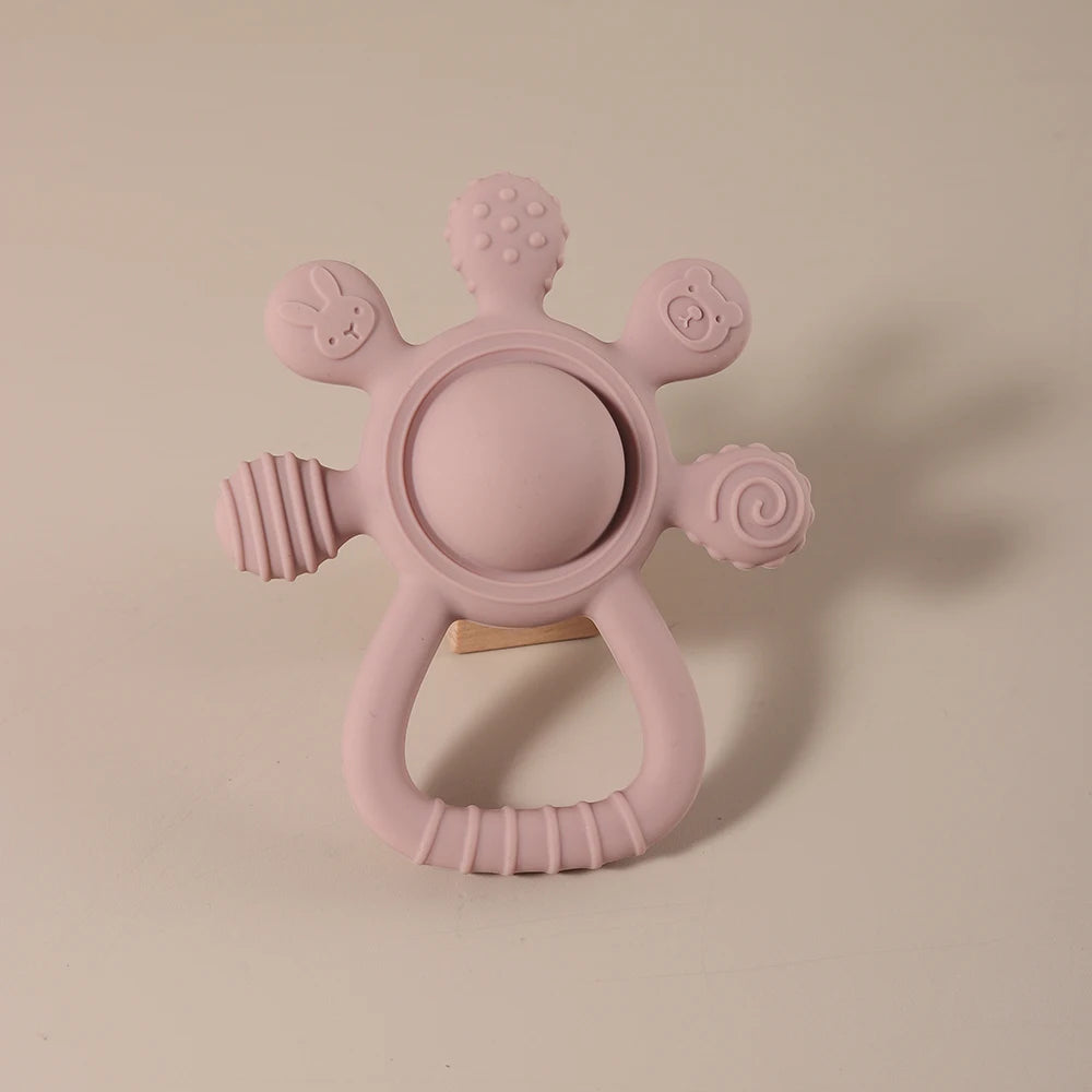 2025 new Teething Silicone Palm Rattle Teether bunny - Safe Baby Chew Toys for Soothing Sore Gums