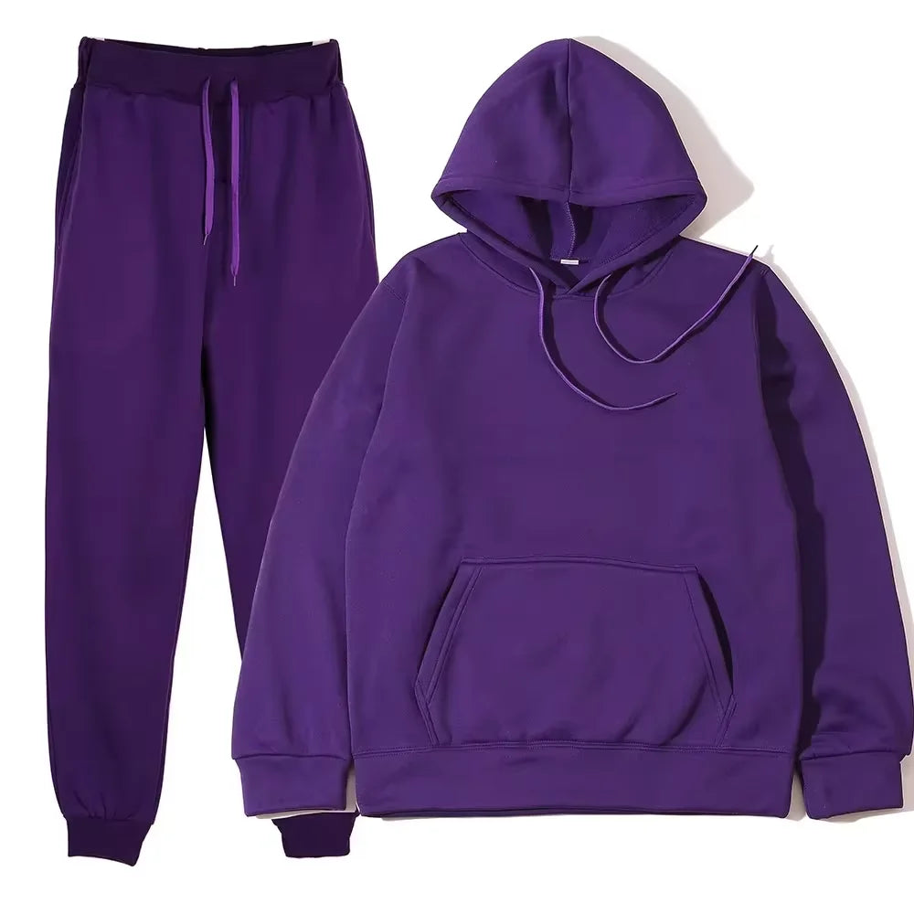 2024 Autumn/Winter New Velvet Warm Hoodie Sports Pants Two Piece Set for Men and Women