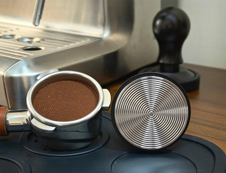 Coffee Tamper 54mm Ripple Base Espresso Tamper Barista Spring Loaded Coffee Tamper with Depth indication Tampers 51mm 53mm 58mm