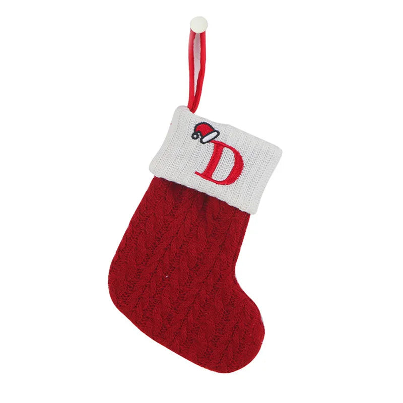 Christmas Socks Knitting Snowflake Letter Stocking Christmas Decoration For Home 2024 Xmas Tree Ornament Gift Navidad Natal 2025