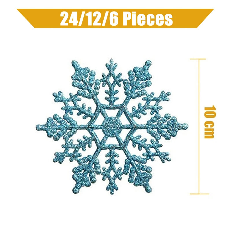 Pack Of 24/12/6 Pieces Snowflakes For Christmas Tree Decoration Blue Snowflakes