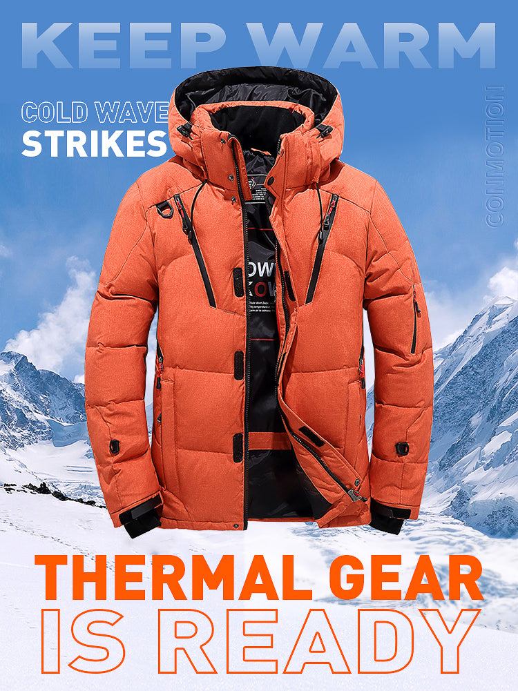 Winter Down Jacket Men White Duck Coat Windproof Warm Travel Camping Overcoat New in Thicken Solid Color Hooded Male Clothing