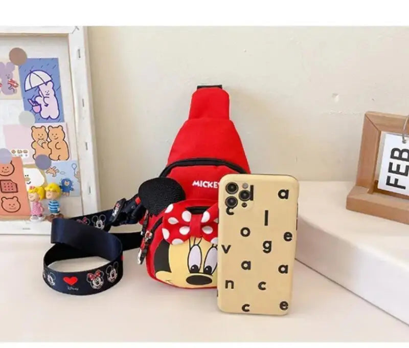 Disney 2024 New Fashion Mickey Cartoon Single Shoulder Crossbody Bag for Boys and Girls Cute Girls Coin Crossbody Bag