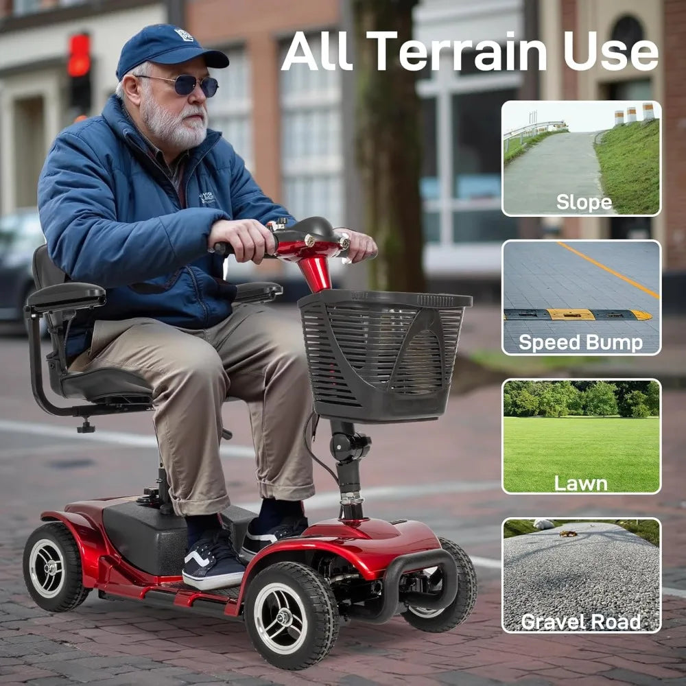 4 Wheel Mobility Scooter, Foldable Electric Scooter for Adults and Senior, Compact Heavy Duty Mobile Powered Wheelchair