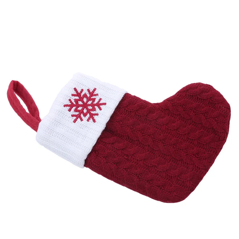 Christmas Socks Knitting Snowflake Letter Stocking Christmas Decoration For Home 2024 Xmas Tree Ornament Gift Navidad Natal 2025