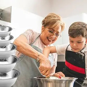 Mixing Bowl Set of 5, Stainless Steel Mixing Bowls, Nesting Whisking Bowl Set for Cooking, Baking, Serving, Food/Salad Prep
