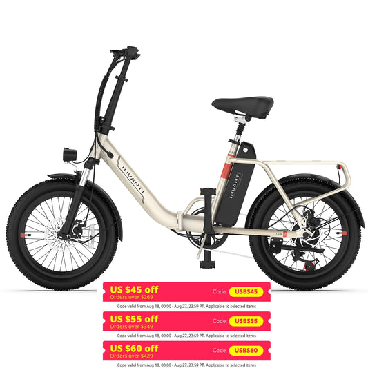 INVANTI TIDE2 20" Folding Electric Bike 500W Motor 48V 10.4Ah Battery