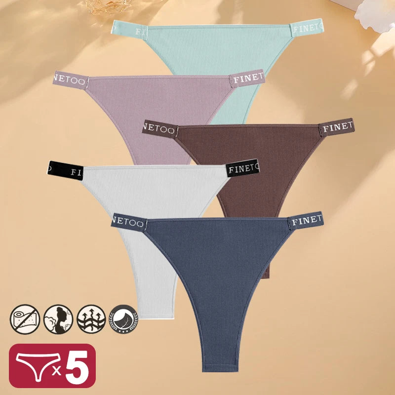 5PCS/Set Sexy Lingerie Women Cotton Panties Finetoo Letter