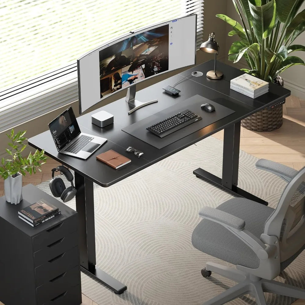 Electric Standing Desk Adjustable - 48 x 24 Inch Sit Stand up Desk with Cable Management - 3 Memory Preset Adjustable Height