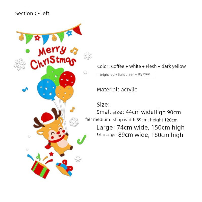 Christmas Decoration Scene Layout Shopping Window Glass Sticker Painting Santa Claus Christmas Tree Wall Decorations