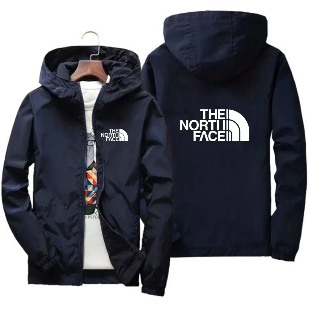 2025 New European and American men's fashion jacket, windproof and waterproof zipper hooded overcoat, spring and winter outdoor