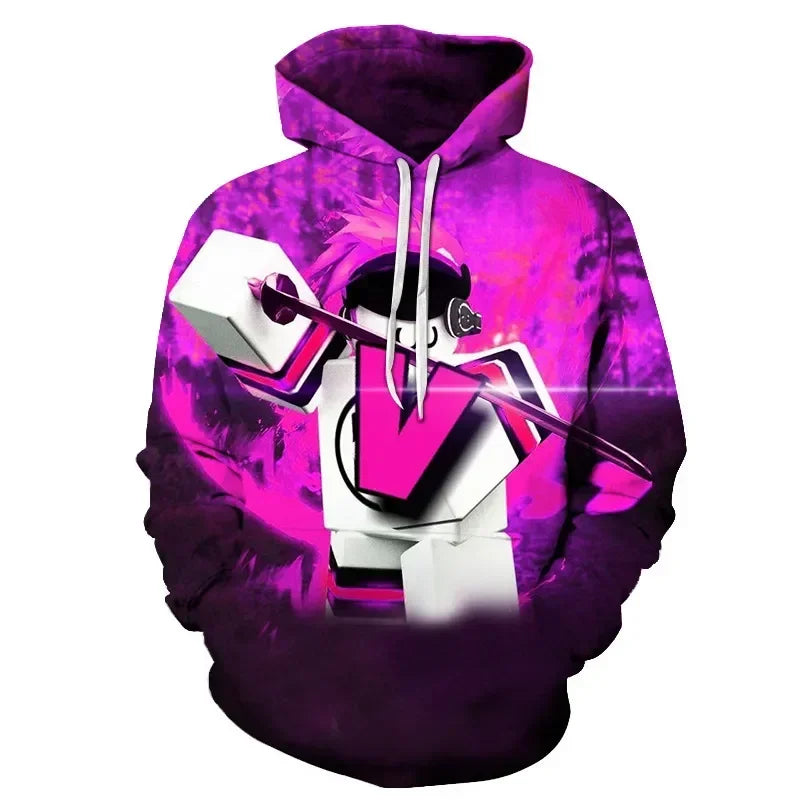 ROBLOX Digital Printing Hooded Sweater Hooded Pullover Couple Fashion Sweater Trendy Gift for Girls Kids Boys