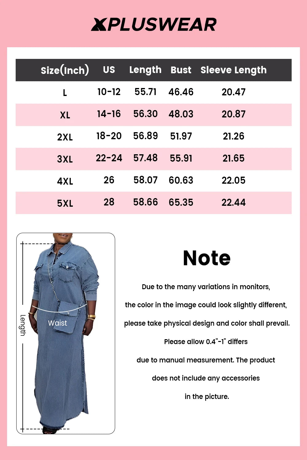 Plus Size Casual Light Blue Shirt Collar Long Sleeve Button Pocket Tencel Denim Maxi Dresses