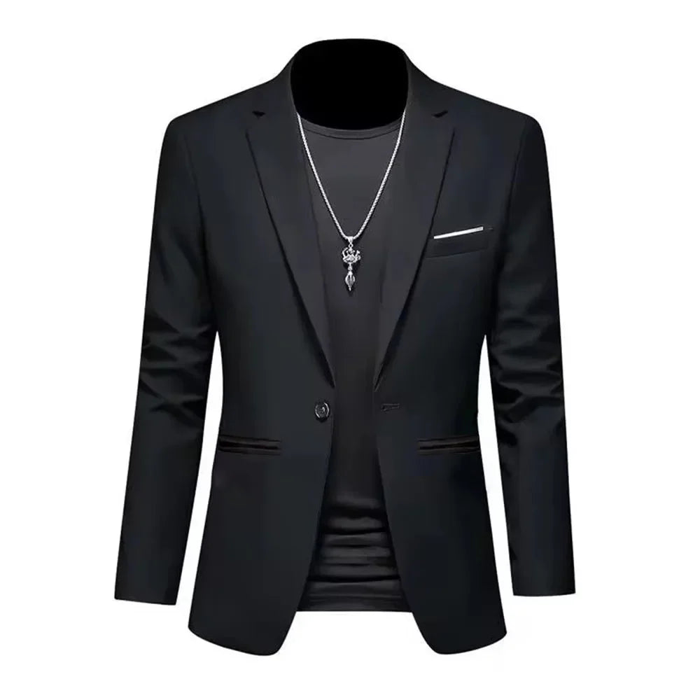 Men's Trendy Leisure Boutique Suit Jacket  Autumn Casual Business Slim Fit Non-ironing Single Button Suit