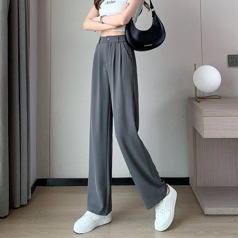 Women Suit Pants Lady Classic Fashion Trousers Female Comfortable Straight Leg Pants  Casual Baggy Long Slacks
