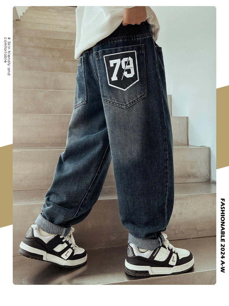 Spring Autumn Boys Jeans Children Denim Trousers New Kids Casual Pants for 5 6 7 8 9 10 11 12 13 14 Years Teenagers Kids Clothes