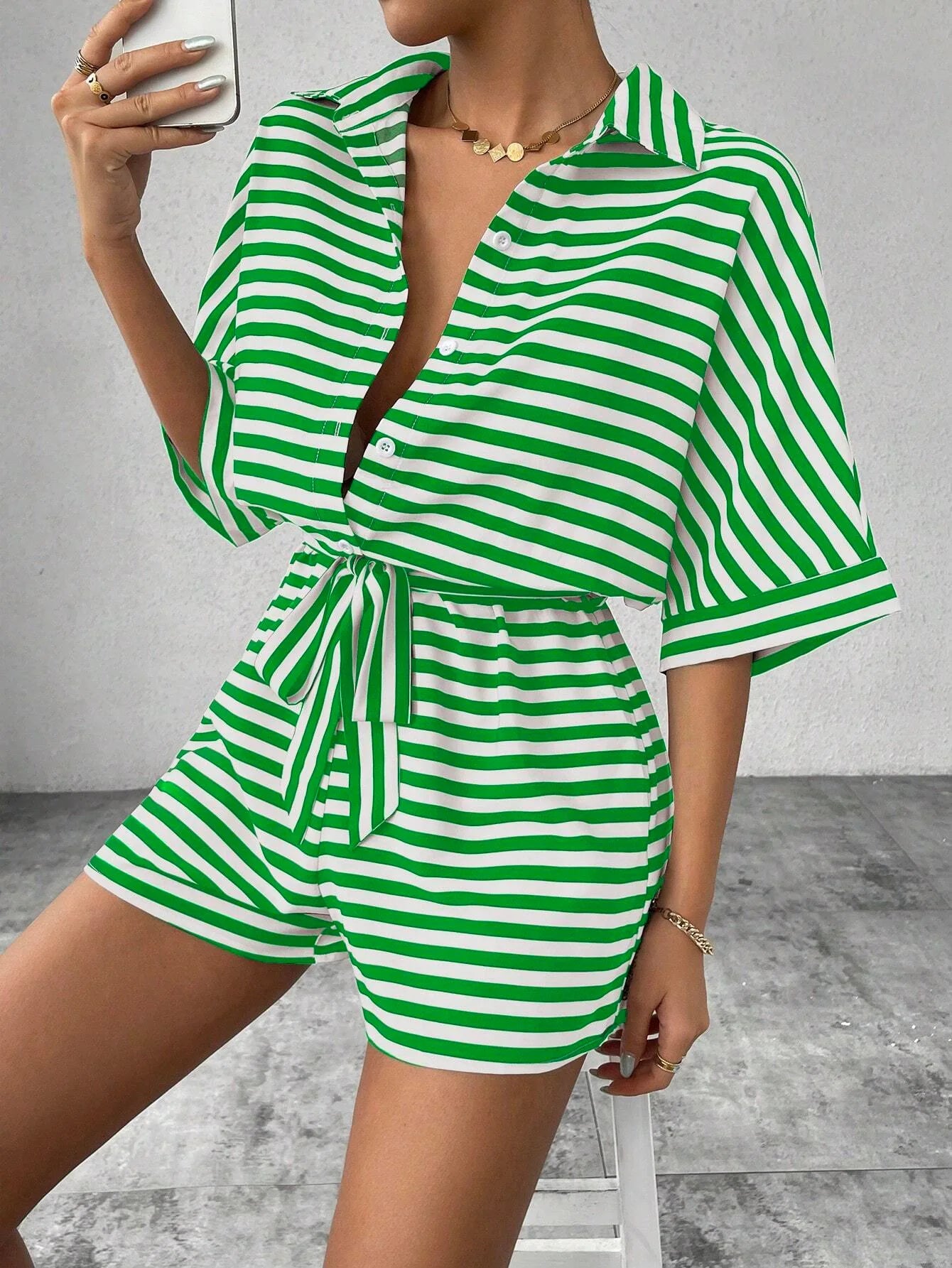 Shirt Top+ Shorts 2-piece Sets Woman