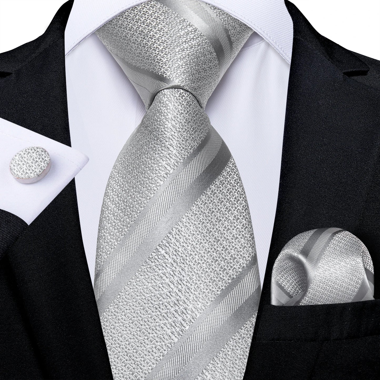 Gold Black Striped Silk Neck Ties