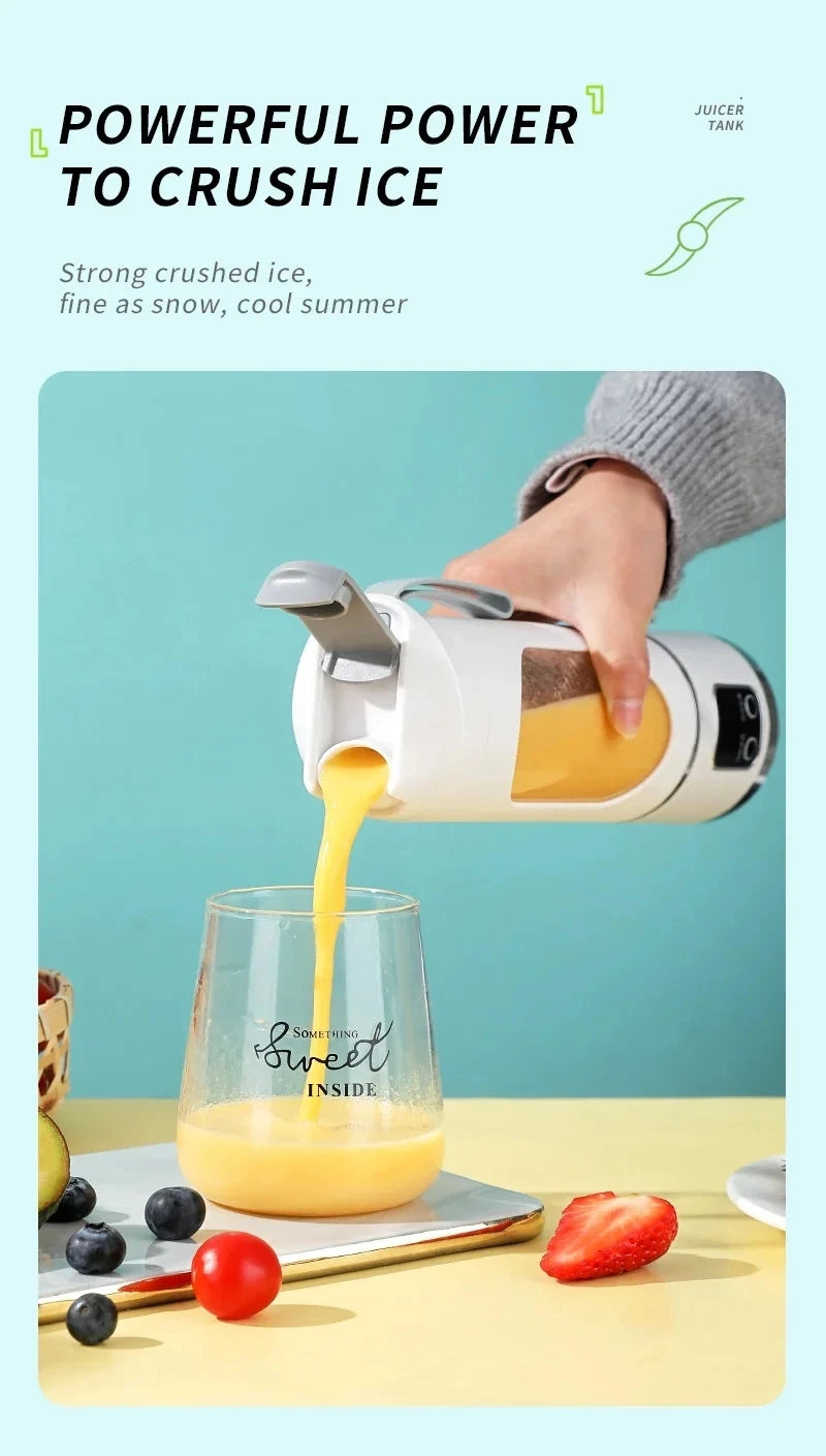 2025 New Household Charging MINI Crushed Ice Electric Juicer Powerful Motor 450ML Large Capacity Digital Display Juice Cup