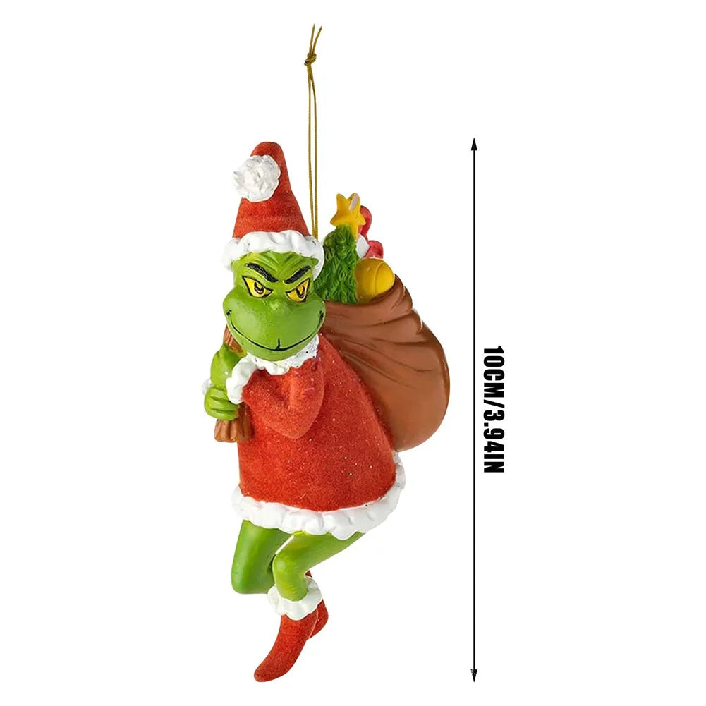 2D Acrylic Paper Christmas Tree Green Monsters Ornaments Cute Green Monsters Christmas Tree Pendants Christmas Cartoon Ornaments