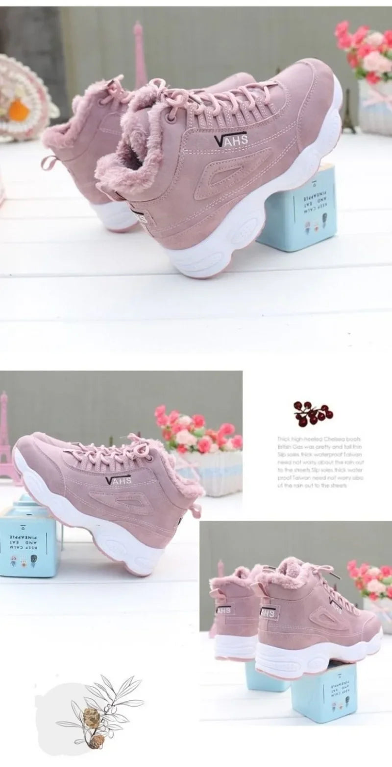 New Winter Thick-soled Women's Sneakers Warm Plus Velvet Cotton Shoes Height-increasing Non-slip Platform Women Shoes Snow Boots