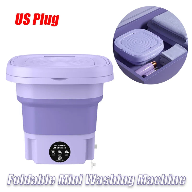 Folding Washing Machine Portable Mini Dehydratable Washing Machine for Socks Underwear Panties Dormitory Home Appliance US Plug