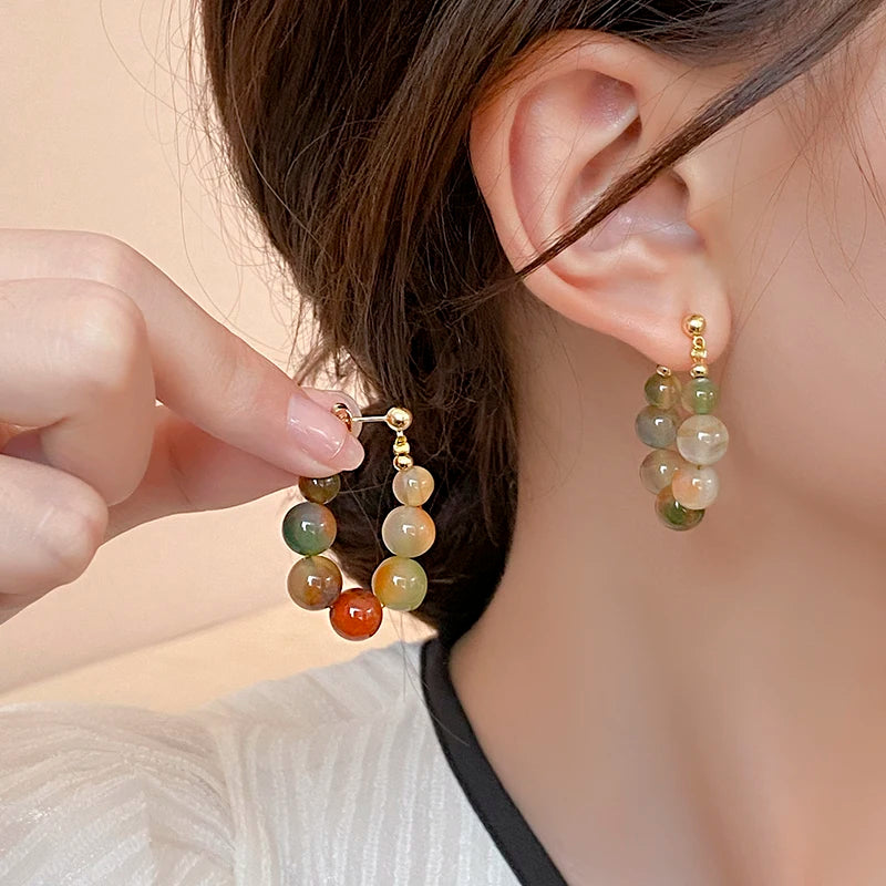 Dopamine Design Randomly Colored Resin Beaded Back Hanging Earrings