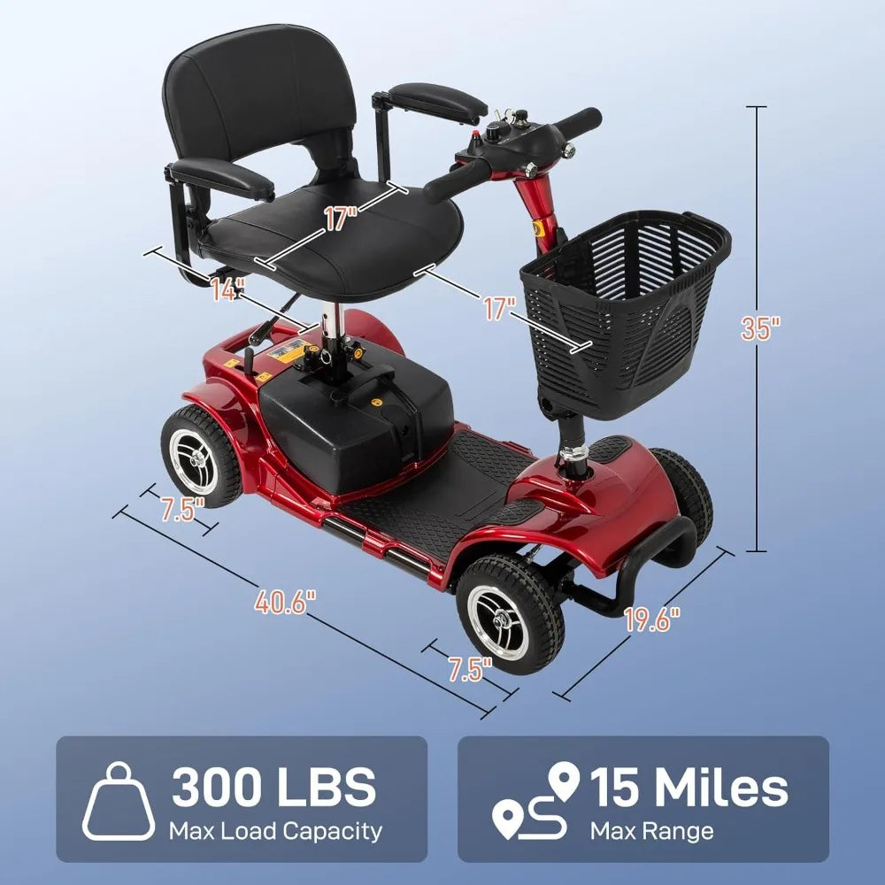 4 Wheel Mobility Scooter, Foldable Electric Scooter for Adults and Senior, Compact Heavy Duty Mobile Powered Wheelchair