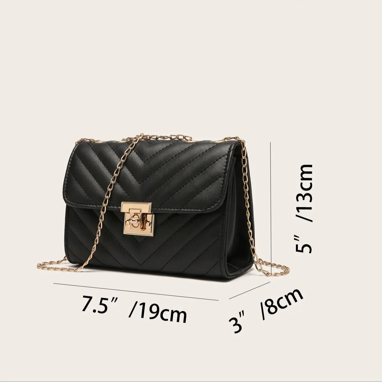 Lingge Chain Small Square Bag Lock Buckle Single Shoulder Crossbody Bag Texture