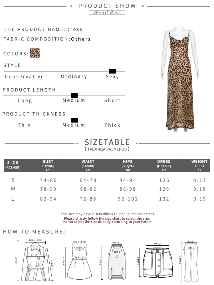 Weird Puss Leopard Print Dress Woman Summer Sexy Swing Collar Spaghetti Straps Backless Ruffles Party Clubwear Skinny