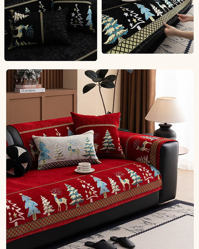 Chinese Style Chenille Sofa Slipcover, Couch Cover,  Pet Dog Friendly, Thick Plush Cover, Furniture, 1piece