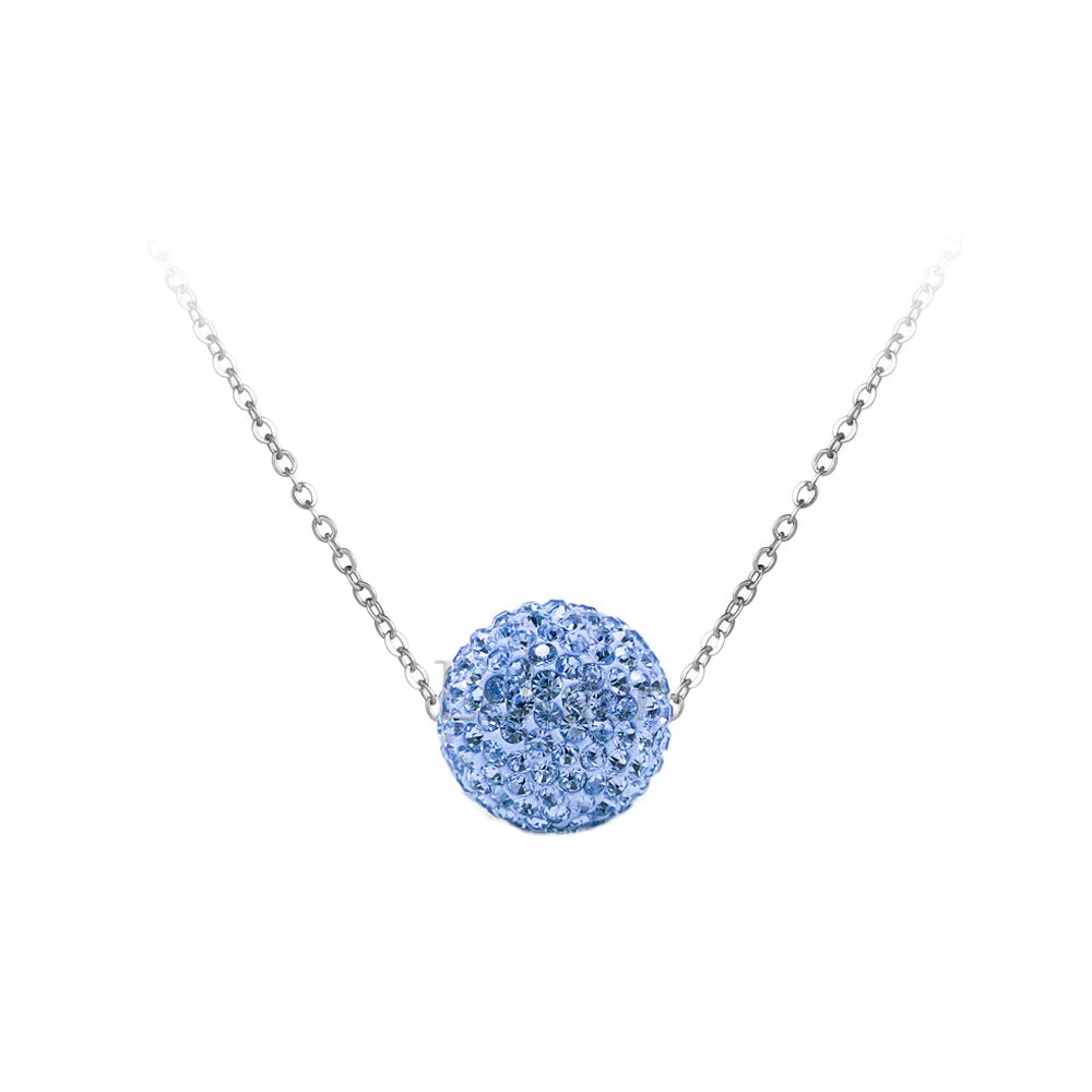 Crystal Disco Ball Pendant Necklace Rose Gold Color Stainless Steel Chain Link Necklaces Jewelry