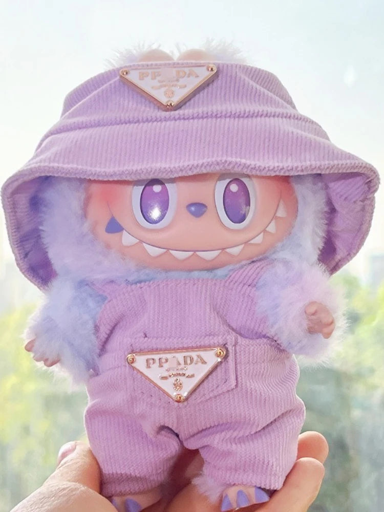Labubu Clothes Corduroy Mini Doll Clothing Set Cute Hats Clothes Vinyl Doll Accessories Training Sitting Party Games Toys