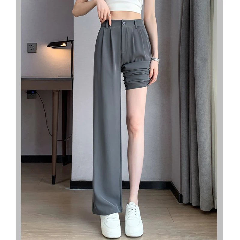 Women Suit Pants Lady Classic Fashion Trousers Female Comfortable Straight Leg Pants  Casual Baggy Long Slacks