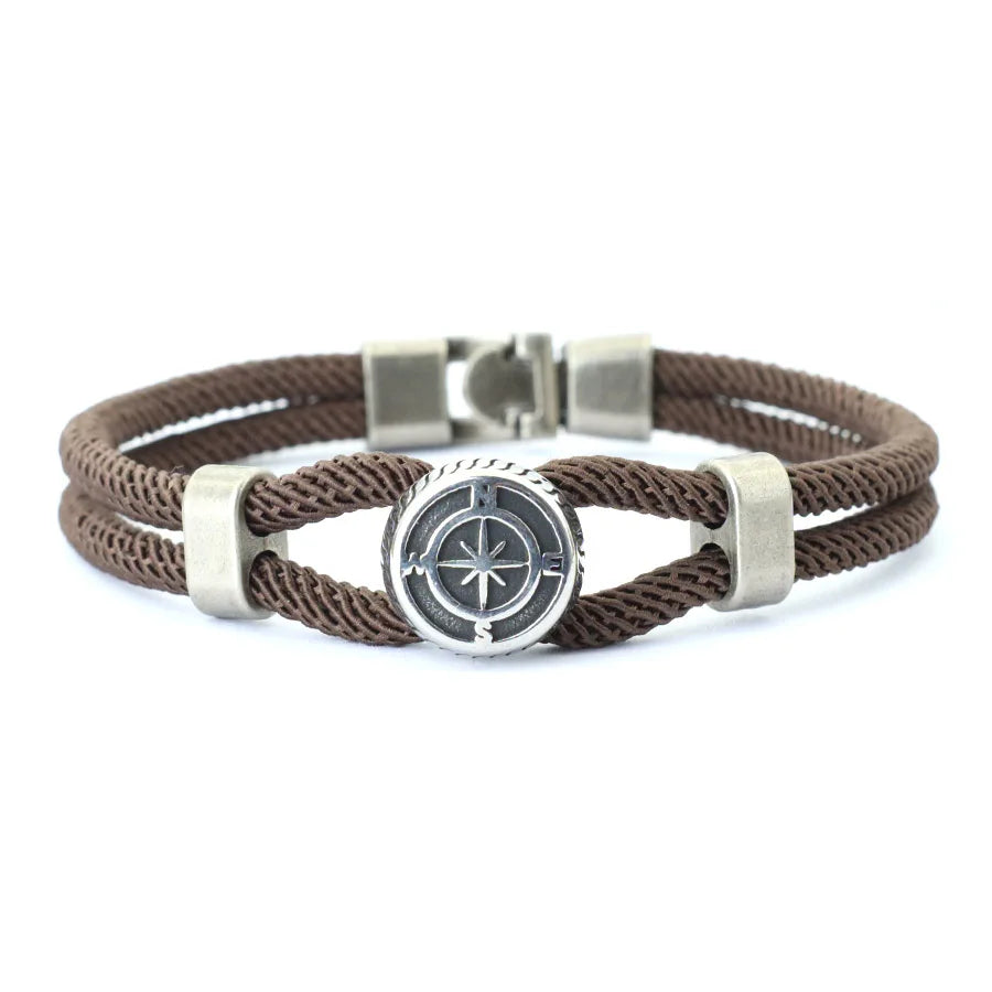 New Compass Bracelet Man Viking Nautical Rope Braslet Bangle