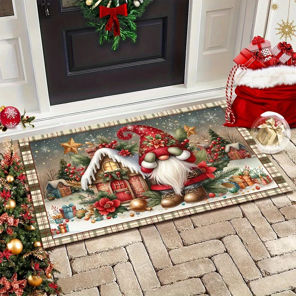 VIKAMA Cartoon Santa Claus Carpet Christmas Carpet Doormat Outdoor Carpet Welcome Mat Living Room Carpet Rug For Bedroom Home De