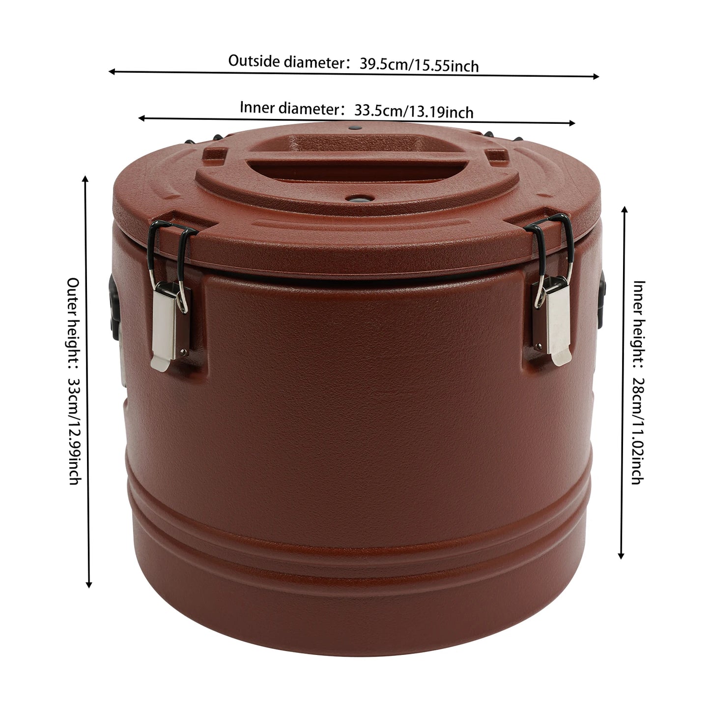 30L Food Warmer, Stainless Steel Food Cooler, Brown Insulated Food Carrier, Commercial Soup Container for Hot or Cold Food