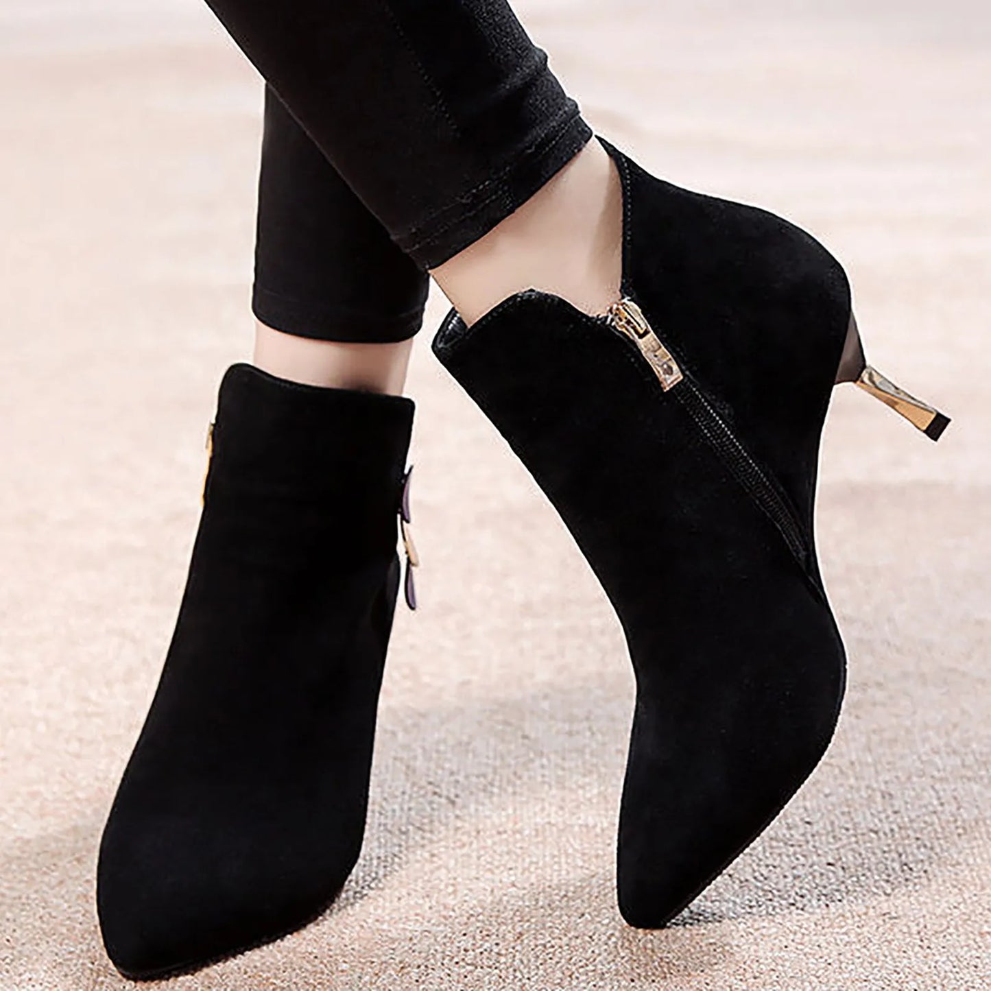 Elegant Woman Heeled Boots