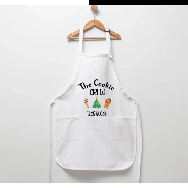 Personalized The Cookie Crew Apron for kids Funny Christmas Cookie Apron Custom Name Kitchen Gift & Cooking Christmas Decoration