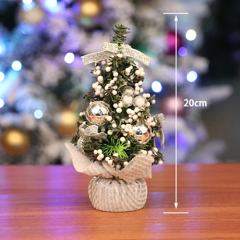 20cm Mini Christmas Tree White Gold Small Xmas Tree Desk size