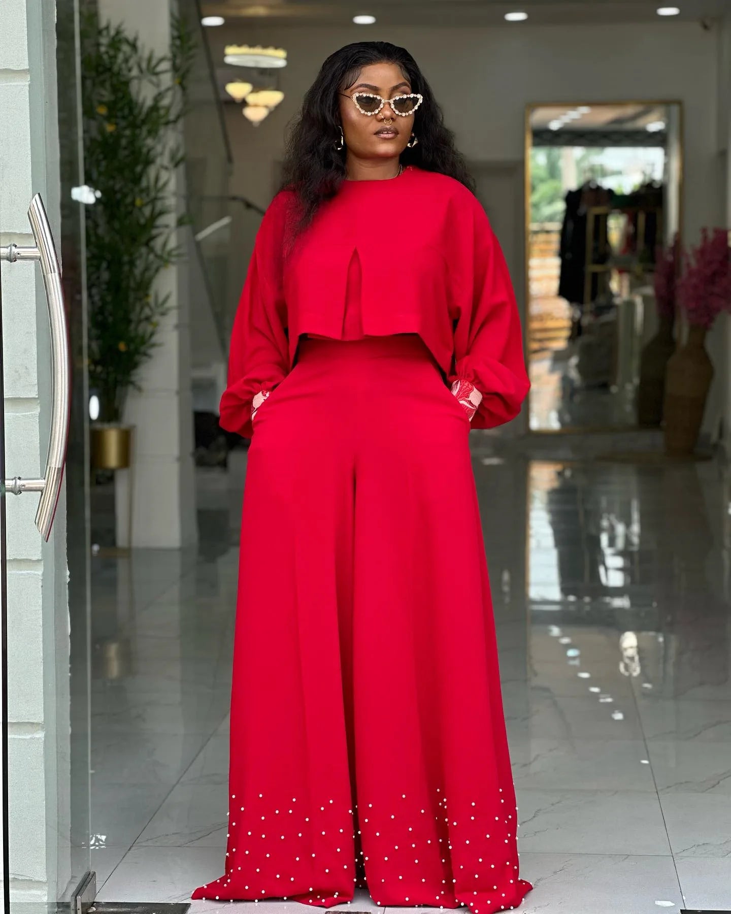 2 Piece Women Matching Sets Solid Color Two Pieces Sets Top And Pants Suits Outfits Clothing