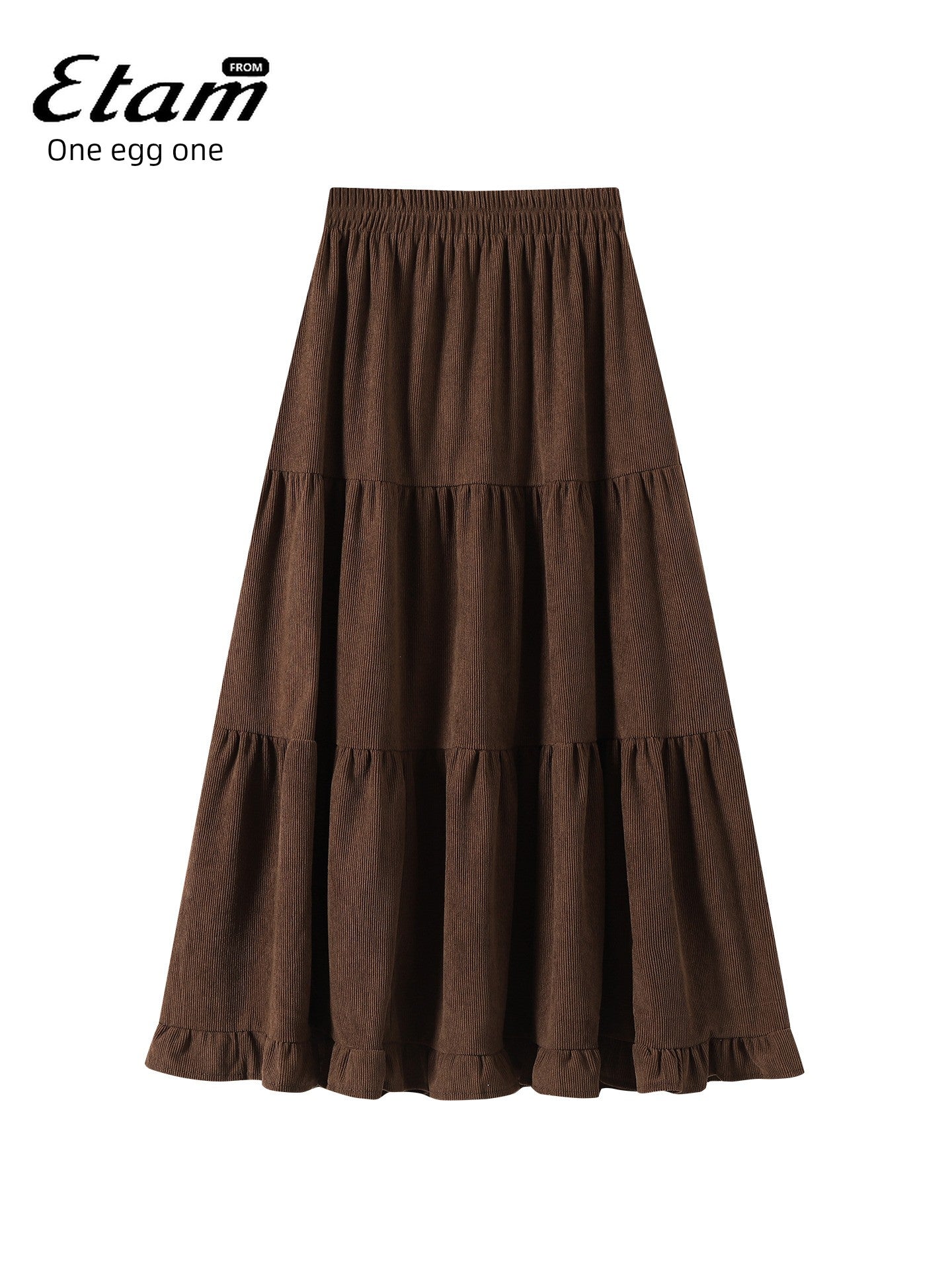 Aigetam Ruffled Cake Skirt for Women, New Autumn and Winter Elastic Waist Design, Mid-Length Long Skirt for Women