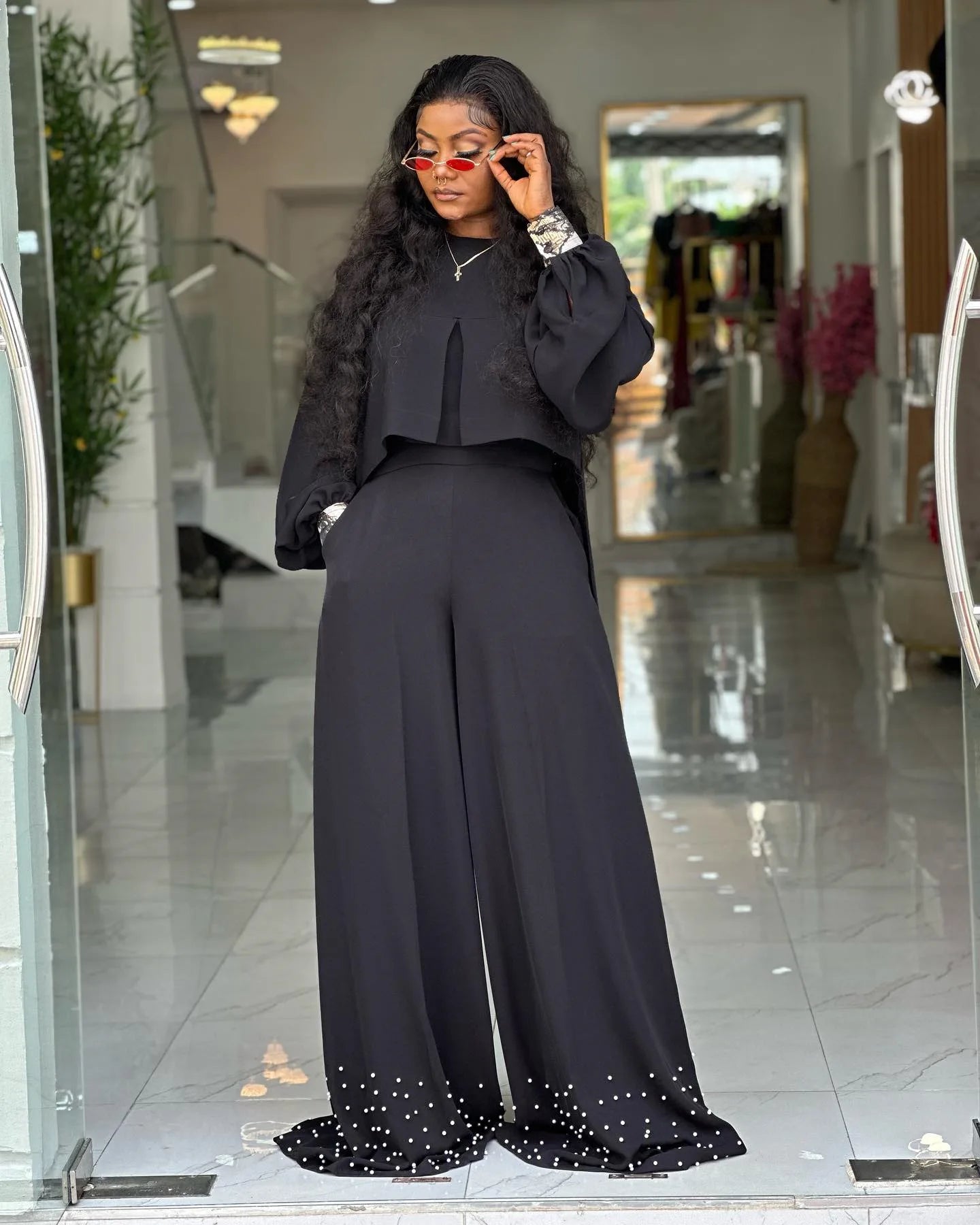 2 Piece Women Matching Sets Solid Color Two Pieces Sets Top And Pants Suits Outfits Clothing